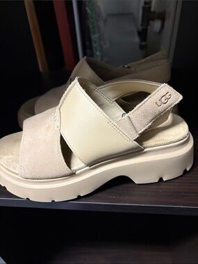 UGG Women's Beige/Tan Platform Slingback Sandal
